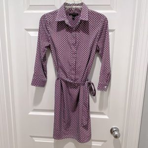 Banana Republic printed belted shirt dress.